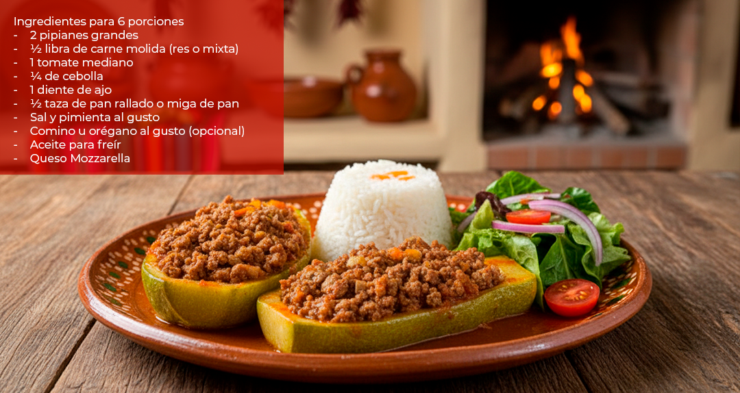 Meat and Cheese Stuffed Pipián Squash in Homemade Sauce